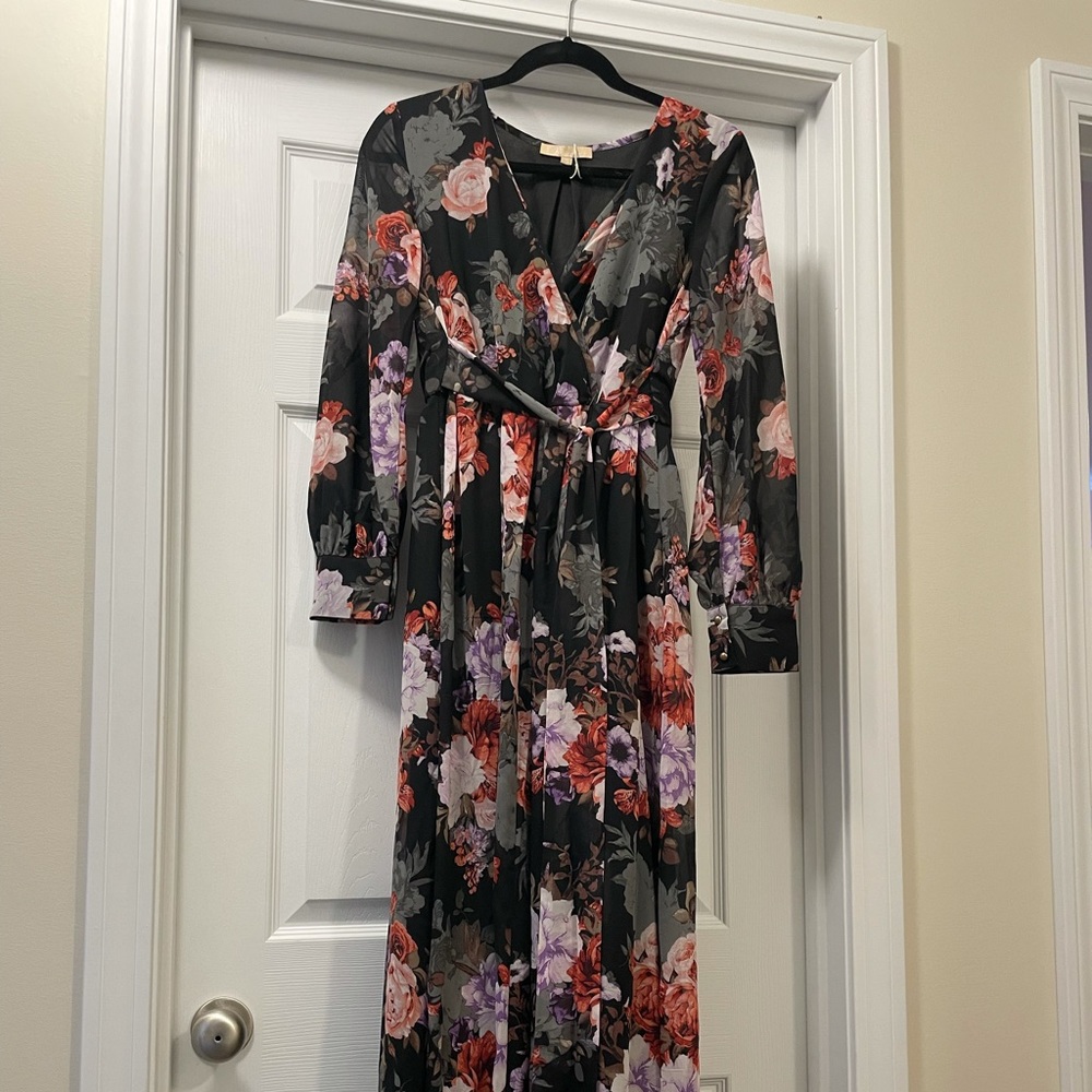 Brand chiffon floral maxi maternity dress